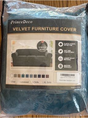 Prince Deco Velvet Love Seat Cover in Deep Teal NEW!